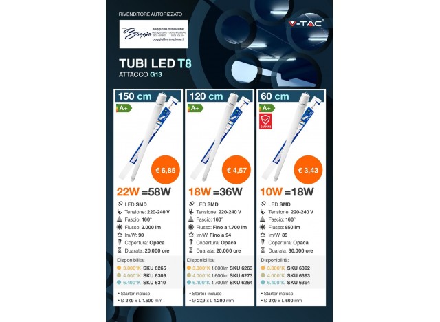 tubi led t8 attacco g13