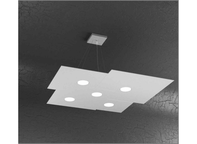 PLATE SOSPENSIONE 5+2 LUCI BIEMISSIONE GRIGIO