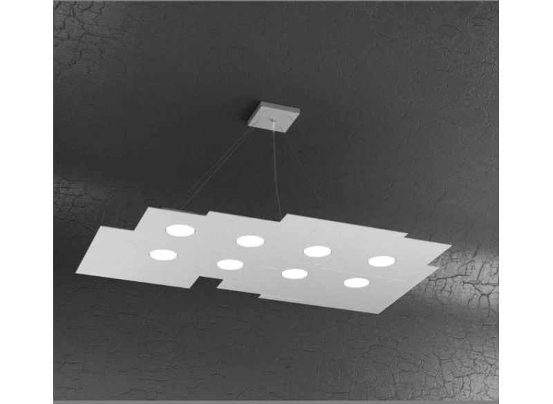 PLATE SOSPENSIONE 8+3 LUCI BIEMISSIONE GRIGIO