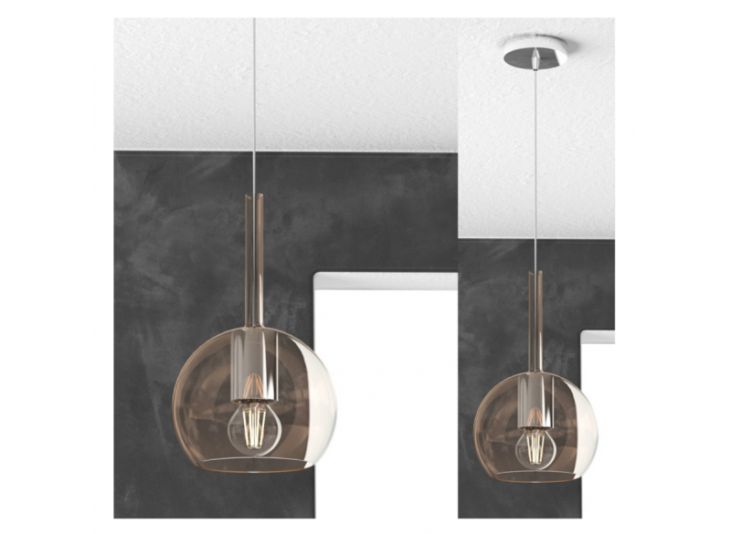 Top light Sospensione Cromo 1 Luce Grande ambra 1155CR/SG-AM