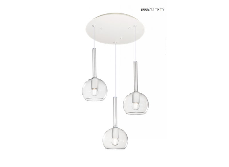 Top Light Sosp. Bianco Tonda 3 Luci Vetri Tutti Piccolo Trasparente  1155BI/S3 TP-TR